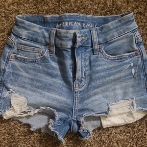 American Eagle Outfitters Light Blue Distressed Jean Shorts